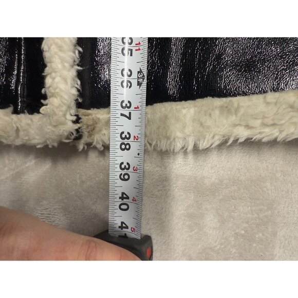 ASOS Oversized Parka In Cracked Vinyl With Borg US SIZE 10 - Picture 7 of 16